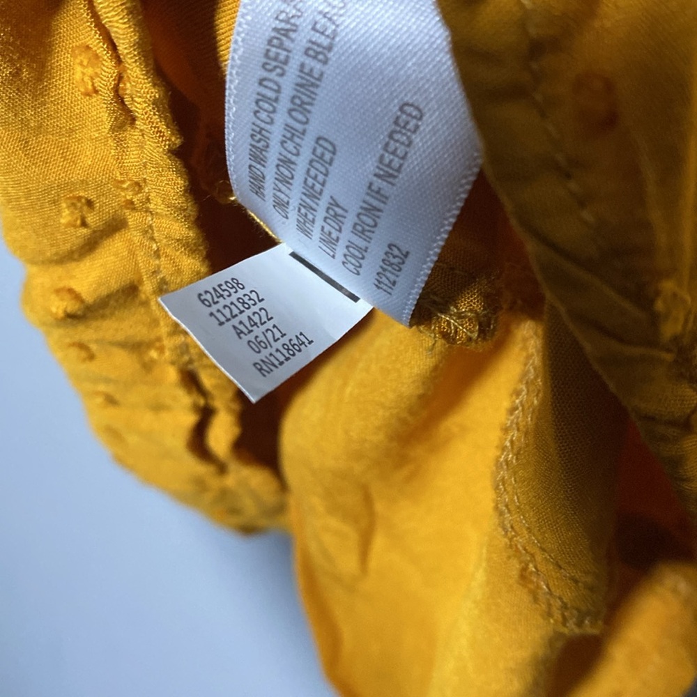 Lane Bryant Boho Blouse Women’s 24 Yellow Mustard V-Neck Button Up Lace Shirt - Picture 9 of 13